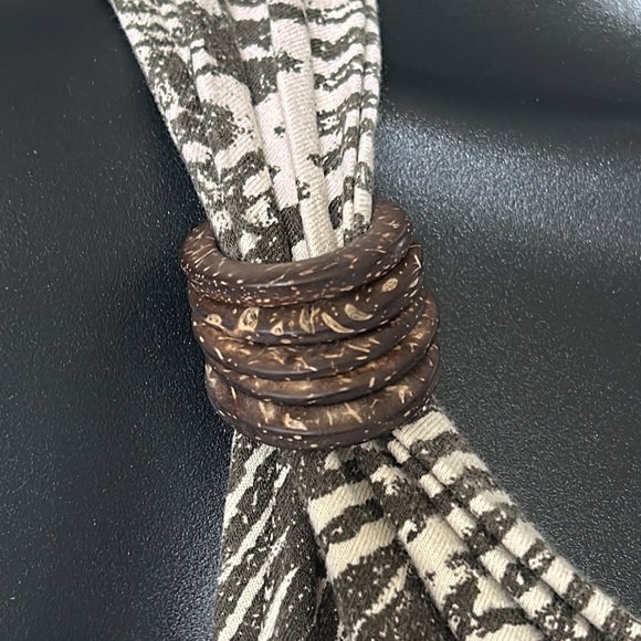 KENNETH COLE Boho Tank Top Wood Ring Straps Beige Olive Print Women’s Medium - Picture 7 of 16